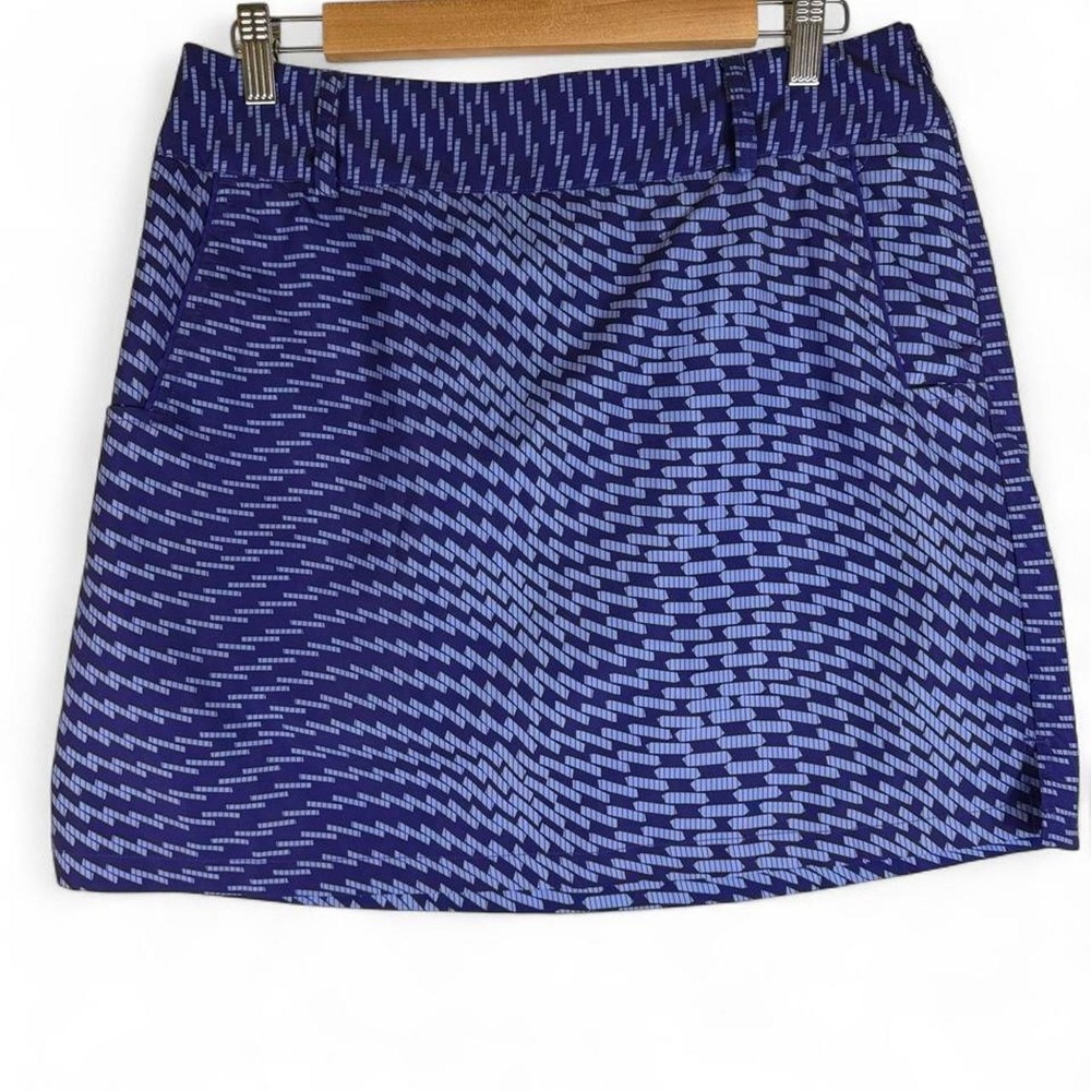 Adidas Golf Tennis Skort Geometric Print Navy Blue Athletic Skirt Womens Size 6